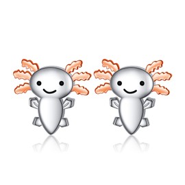 925 Sterling Silver Axolotl Earrings for Women Hypoallergenic Animal Axolotl Stud Earrings for Good Friend Salamander Birthday Gifts (Axolotl)