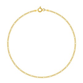 PLANETYS - Figaro (1+3) Ankle Chain Anklet 925 Sterling Silver 18K Gold-Plated - 1.5 mm Width, Sterling Silver