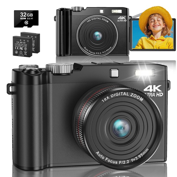 Digital Camera for Photography - 4K 64MP Vlogging Camera One-Touch