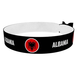 Albania runde Flaggen Stoffarmband - langlebige Armbänder aus Satin - modische Accessoires - handgemachte Armbänder - farbenfrohe Armbänder - Geschenkideen für Männer und Frauen