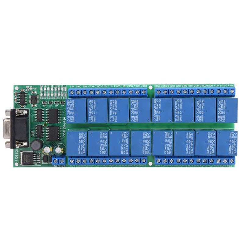 Jeanoko RS232 DB9 Female Interface 16-Channel Relay Board Serial Port