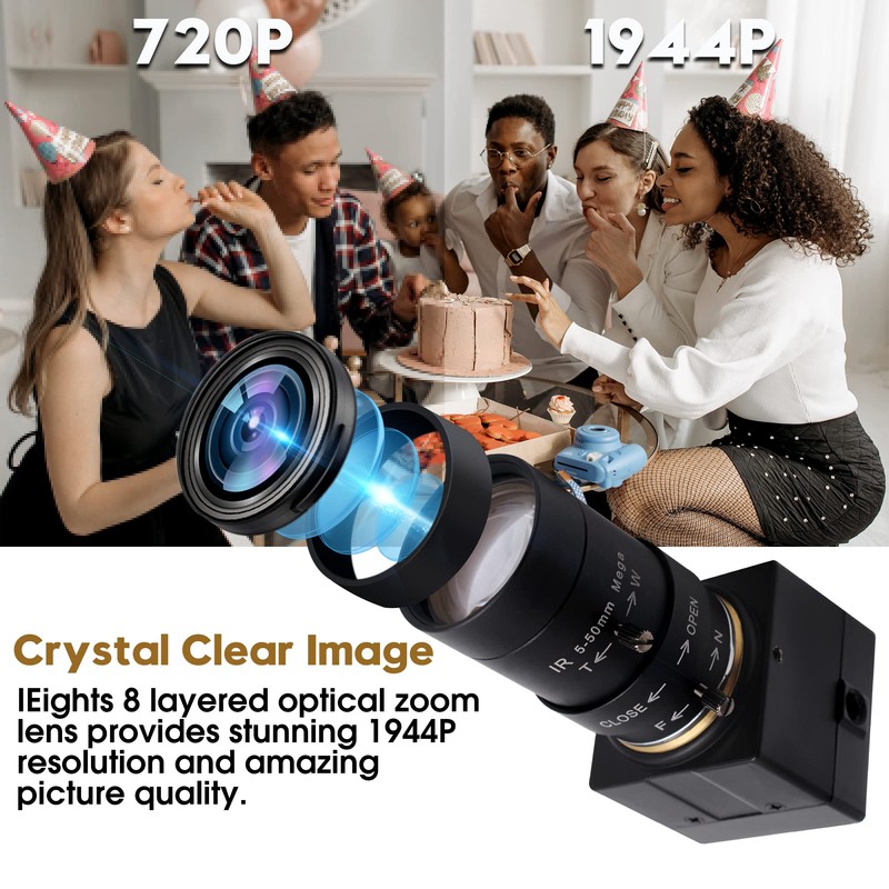 ELP 5MP Optical Zoom Webcam 5mp 1944p Webcam 2.8-12mm Varifocal
