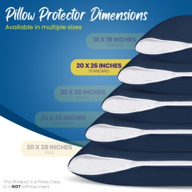 Utopia Bedding 4 Pack Waterproof Pillow Protectors with Zipper Standard Size (Navy), Bed Bug and Dust Mite Proof Pillow case Covers, Moisture Wicking Pillow Encasements 20 x 26 Inches