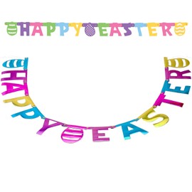 Kicko Easter Embossed Foil Letter Banners - 2 Pack - 4.4 Feet x 4 Inches - for Kids, Party Favors, Decorations, Home, School, Work, Church, Egg Hunts, Parties, Meetings, Gatherings, and More