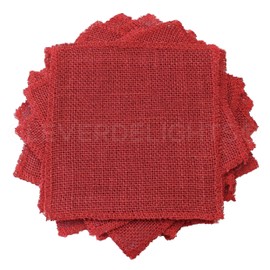 CleverDelights 6 Inch Red Burlap Squares - 12 Pack - Jute Burlap Fabric - Finished Edges - 6" x 6"
