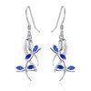 Blue Sapphire Leverback Dangle September Earrings Dragonfly Fish Hook Earring