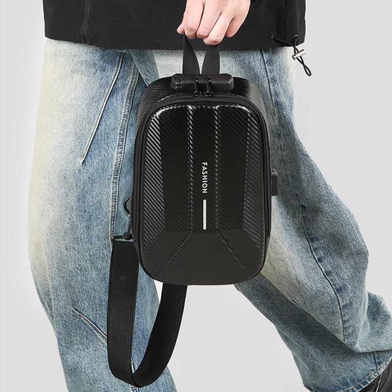 O-TBOST EVA Hard Shell Crossbody Sling Backpack for Men Anti-Theft