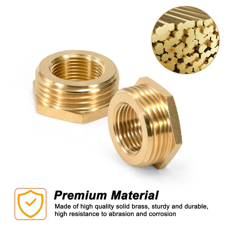 Brass Reducer, 3/4 Inch Male Thread x 1/8 Inch Female