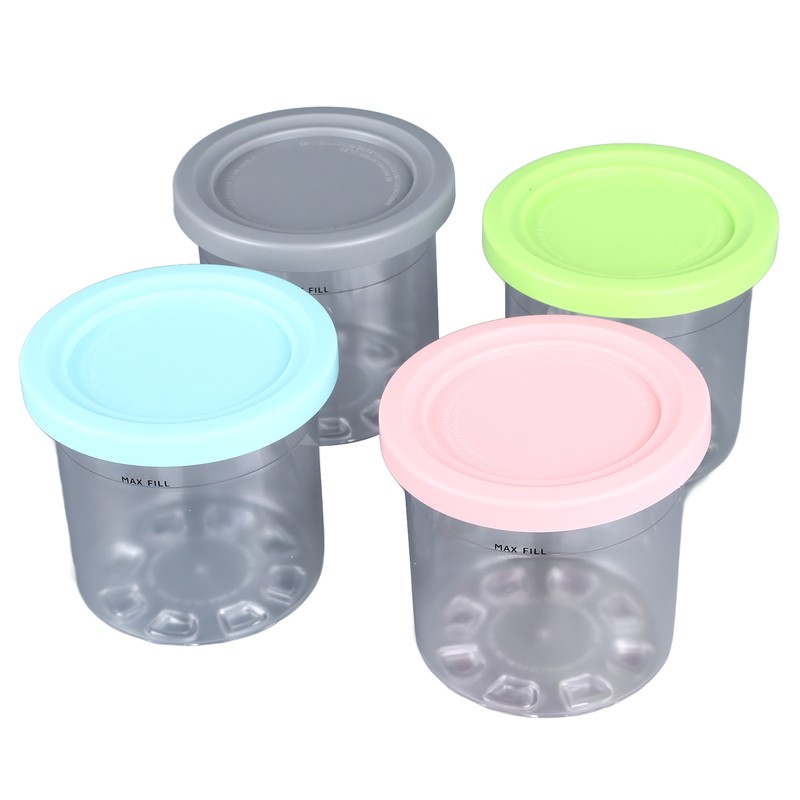 4Pcs Ice Cream Pints Containers and Lids Large Capacity Round