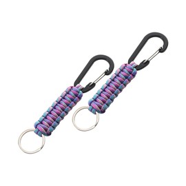 CGEAMDY Pack of 2 Paracord Keyrings, Paracord Key Chain, Carabiner, Lanyard with Carabiner Braided Lanyard (Blue and Purple Camouflage)