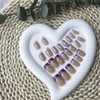 French Tip Press on Nails Medium Coffin Fake Nails Purple