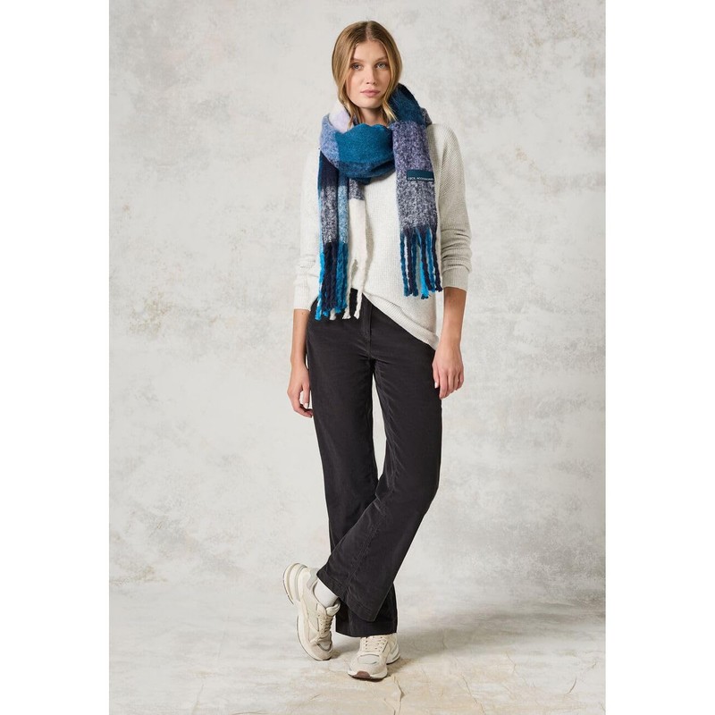 Cecil Women's Checked Scarf, dark navy blue