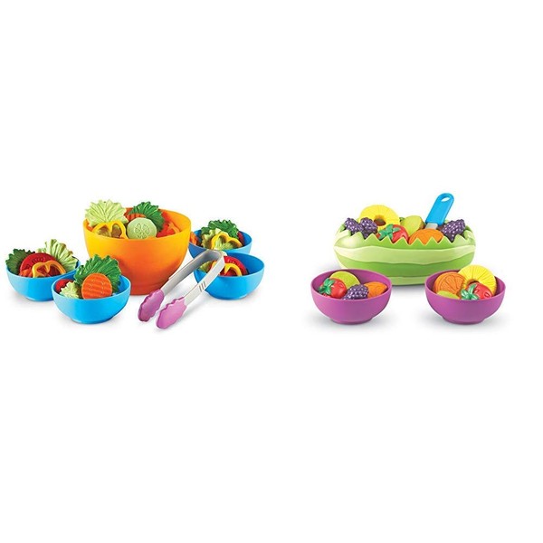 Learning Resources Garden Fresh Salad Set, Vegetables, Play Food, 38 Piece Set, Ages 2+ & New Sprouts Fresh Fruit Salad Set, Pretend Play Food, 18Piece Set, Ages 18 Mos+