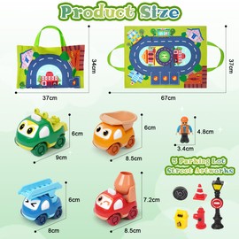 Aolso Cartoon Truck Car Toy, Pack of 11 Cartoon Rubber Baby Cars with Play Mat, Car Carpet Children, Storage Bag, Toy Cars for Children from 1 2 3 Years (Cartoon Construction Vehicle)