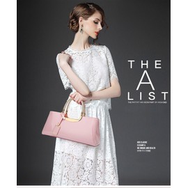 DEERWORD Women's Handbag, Elegant Bag, Handbag, Vintage PU Leather, 5378, 1-Piece Set, pink