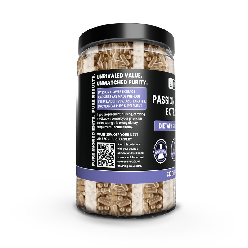 PURE ORIGINAL INGREDIENTS Passion Flower Extract (730 Capsules) No Magnesium