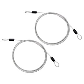 PATIKIL 1/8" Dia Vinyl Coated Stainless Steel Cable with Loops, 2 Pcs 6.6ft (79") Flexible Wire Rope Security Chain Lanyard Lock for Outdoor Stage Lighting Luggage Lock, Transparent