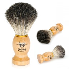 Menesia Badger Shaving Brush for Men, Wood Handle Badger Hair Shave Brush,Mens Shaving Cream & Soap Brush (skull)