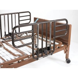 INTEGRITY UNITED COSTCARE Assisting Half Length Bed Rail, Tool Free Adjustable Width, with Black Finish, Brown Vein, Half Length for Homecare Bed Used Only (1 Pair)