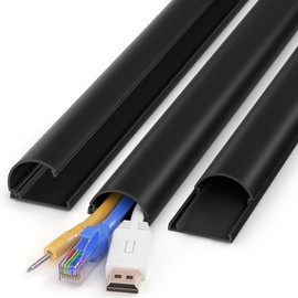 Cord Hider 42.5in (3X L14.2in), Cable Hider for 2-4 Cords, Cord Covers for Wires on Wall, Wire Covers for Cords Wall Mount TV, Cable Cover Wall Wire Hider for Cords, Cable Raceway W1.4inxH0.7in Black