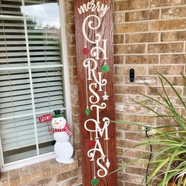 Christmas Stencils for Painting on Wood Porch Sign, Reusable Christmas Stencil for Crafts Holiday Doormat Window Glass Wall Furniture DIY Ornament Door Hanger (porch18)