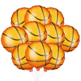 BlingABC Basketball Balloons Set,10Pcs Basketball Foil Balloons for Basketball Party Supplies, Basketball Sports Balloons for Themed Party, Sports Birthday Party, 18 Inch