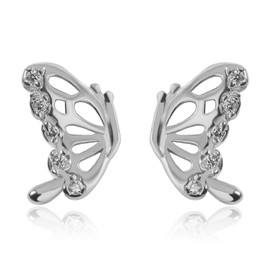 Meissa Butterfly Earrings 925 Sterling Silver Earrings for Women Hypoallergenic Stud Earrings Dainty Minimalist Jewelry Gift for Sensitive Ears (Silver)