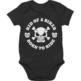 Shirtracer - Baby Bodysuit Boy Girl - Sayings - Kid of a Biker Born to Ride, 1 black