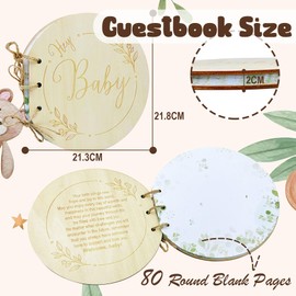 80 Pages Baby Shower Guest Book, Wooden Baby Shower Book Registry for Guest Check-in, Blessings for The Baby And Advice for New Parents And Moms-to-be