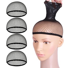 4 Pcs Wig Caps，Nylon Mesh Wig Cap，Wig NetsHair Net for Wigs, Wig Caps to Hold Wig in Place, Wig Net for Long Hai(Black)