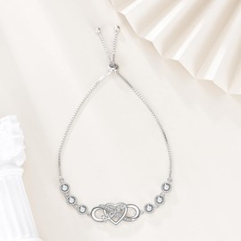 JERWLI Nana Bracelet Sterling Silver S925 Infinity Heart Love You Grandma Jewellery Birthday Gift For Nana Grandmother Mothers Day Valentines Gifts