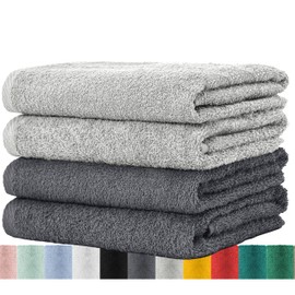 BaSaTex - Hand Towel Set for Household and Guests Pack of 4 - Terry Towels with Hanging Loop Made of Soft Cotton in 50 x 100 cm - Bath Towels Oeko-Tex Standard 100 Certified - Grey Anthracite