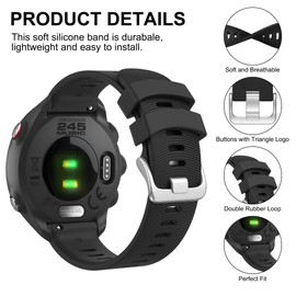 Wanme Ersatzarmband für Garmin Forerunner 245/645/245 Musik, für Damen und Herren, 20 mm, Silikon, Ersatzarmband für Garmin Forerunner 645/645 Musik