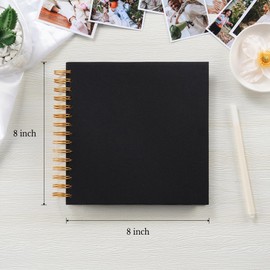 8 x 8 Inch Small DIY Scrapbook Photo Album Linen Cover 80 Blank White Pages for Memory Book Travel Wedding and Baby Shower