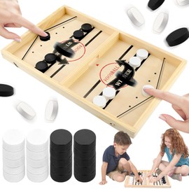 dcas Board Game Hockey, Wooden Hockey Board Game, Table Hockey Wood, 2-in-1 Board Game Hockey, Fast Sling Puck Game, Slingshot Hockey Game, Parent-Child Board Game Hockey (13.78 x 8.66 Inches)