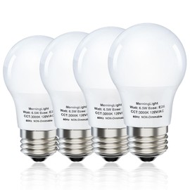 MorningLight 4 Pack A15 Light Bulbs 60 Watt Equivalent, 6.5W Soft White 3000K Light Bulb, 600 Lumens Non-Dimmable Light Bulb, E26 Base, A15 6.5W LED Light Bulbs 60 Watt for Ceiling Fan, Living Room