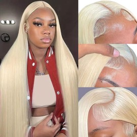 Arsola 613 Lace Front Wigs Human Hair Blonde 13X6 HD Transparent Lace Front Wigs 200 Density Blonde Glueless Wig with Baby Hair 613 Straight Lace Frontal Wigs Pre Plucked 24 Inch