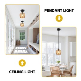 LBSQJ Amber Glass Pendant Lights Kitchen Island 2 Pack 6.29 in Glass Globe Pendant Light Fixture Adjustable Modern Farmhouse Pendant Lighting for Bedroom Dining Room