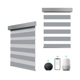 Smart Zebra Blinds Rechargeable Motorized Day Night Blackout Shades for Home Office Windows Remote Control Voice Alexacolor: 95% Blackout-Luxurious Whit, size: 27"W x 72"L., capacity: 1 KG