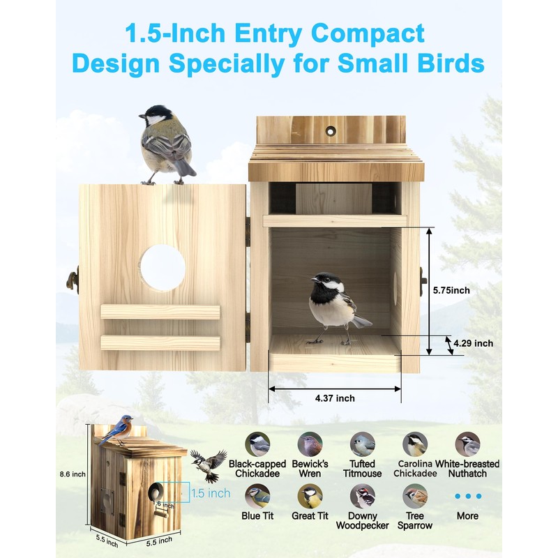 Bird House with Camera Solar Powered,2K HD Wi-Fi Bird Watching,