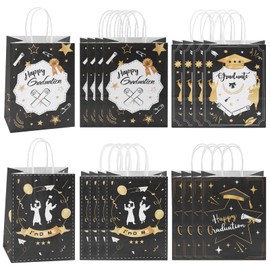 Motroce 16PCS Graduation Gift Bags, Graduation Treat Paper Bags, Graduation Themed Party Gift Bags with Handles, Congrats Grad Bags Party Favor Paper Bags for Graduation Day Grad Party Supplies