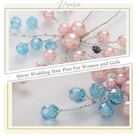 Unicra 3er-Set Silberne Haarnadeln mit Perlen für Braut und Brautjungfer