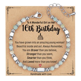 AryaHozel - Regalo de cumpleaños para niña de 6 a 21 años, pequeña pulsera de piedras preciosas, regalos de feliz cumpleaños para niñas, hija, nieta, sobrina, hermana, mejor amiga con tarjeta de