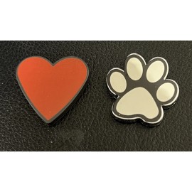 Pilot Automotive Love Puppy Paw Sign ABS STICK ON Chrome EMBLEM DECAL 2PCS