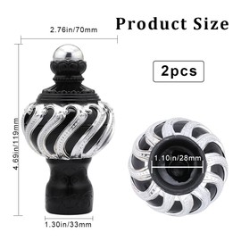 GORGECRAFT 2PCS Round Curtain Rod Finials Drapery Pole End Black Replacement Decorative End Head Caps for Home Office Curtain Roman Rod Decor Accessories, Inner Diameter: 27mm