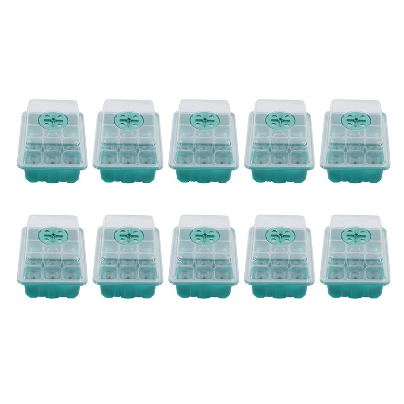10Pcs Seedling Trays 12 Hole Transparent Adjustable Ventilated Seedling Starter