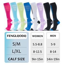 fenglaoda Compression Socks for Women Men 3 Pairs Graduated Compression Support Circulation Socks for Nurses