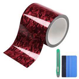 Lypumso Gloss Forged Carbon Fiber Tape for Chrome Delete Door Sill Protector Window Trim Blackout Vinyl Wrap, Car Auto Vehicle DIY Detailing Protection Film with Tool Kit (Red, 4inch x 30ft)