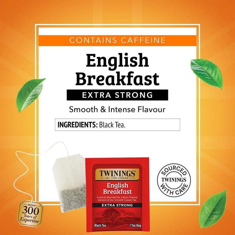 Twinings English Breakfast Extra Strong Black Tea Individually Wrapped Bags,