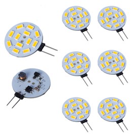 Edearkar 3W G4 LED Light Bulbs(8 Pack) Equivalent to 30W Halogen Bulb,DC 12V Dimmable,12 LEDs 5050 SMD,180 Degree Beam Angle,3000K Warm White,G4 Bi-Pin Base Ceiling Recessed Puck Light Bulb